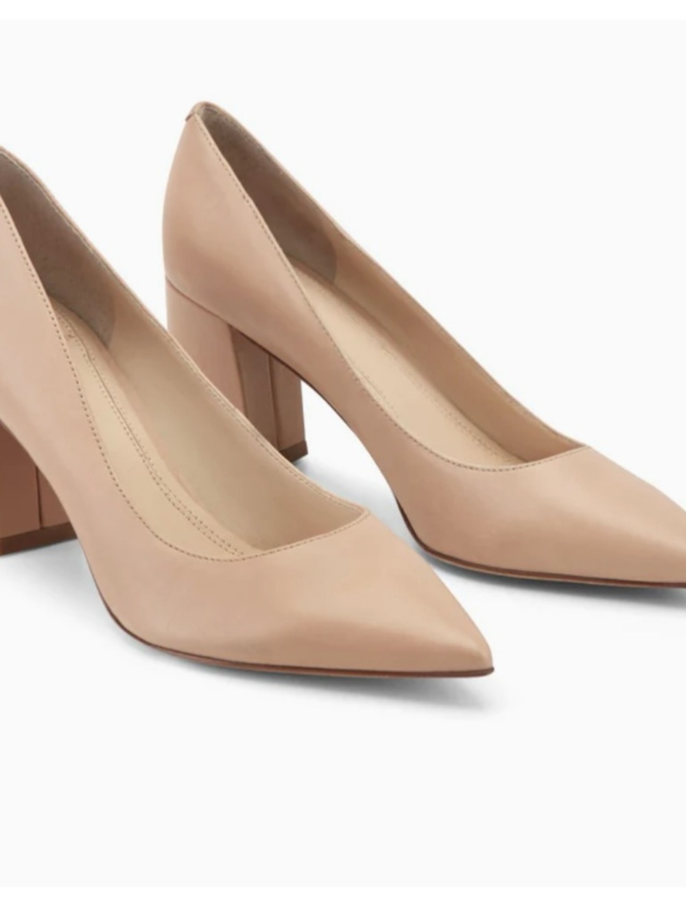 Marc Fisher Zala Block Heel Pointy Toe Pump Light Natural Leather color size 8